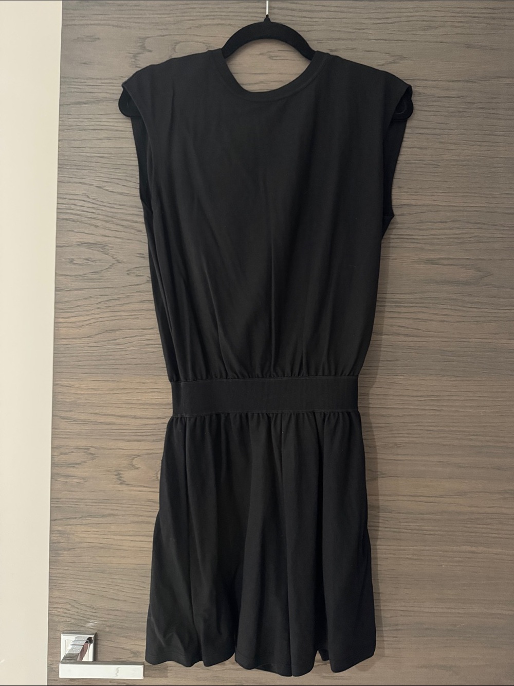 Theory Black Sleeveless Waist-Defined Romper